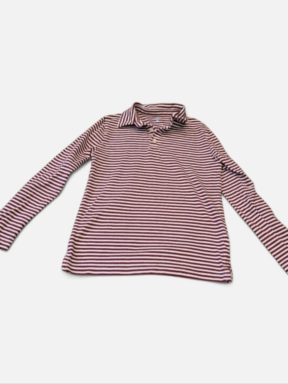 Crewcuts Kids Striped Red And White Long Sleeve Polo Shirt Size 8-9